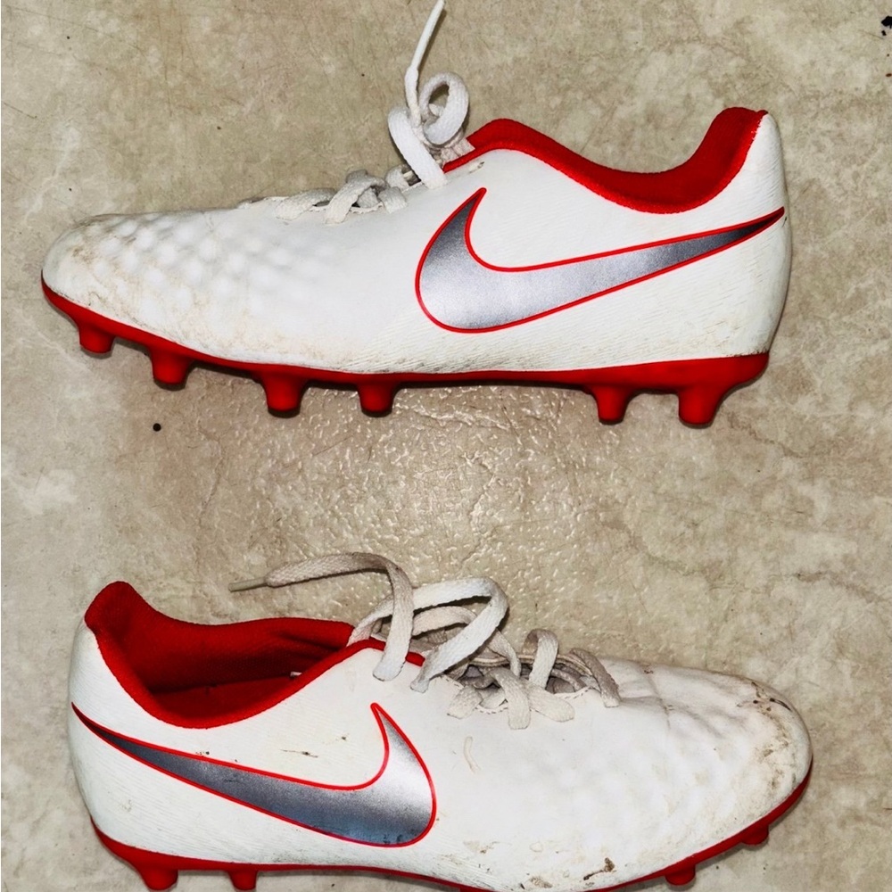 Nike White and Red Sneakers with Classic Design